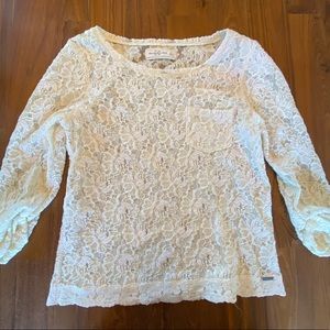 Abercrombie & Fitch Off-White Sheer Lace Blouse